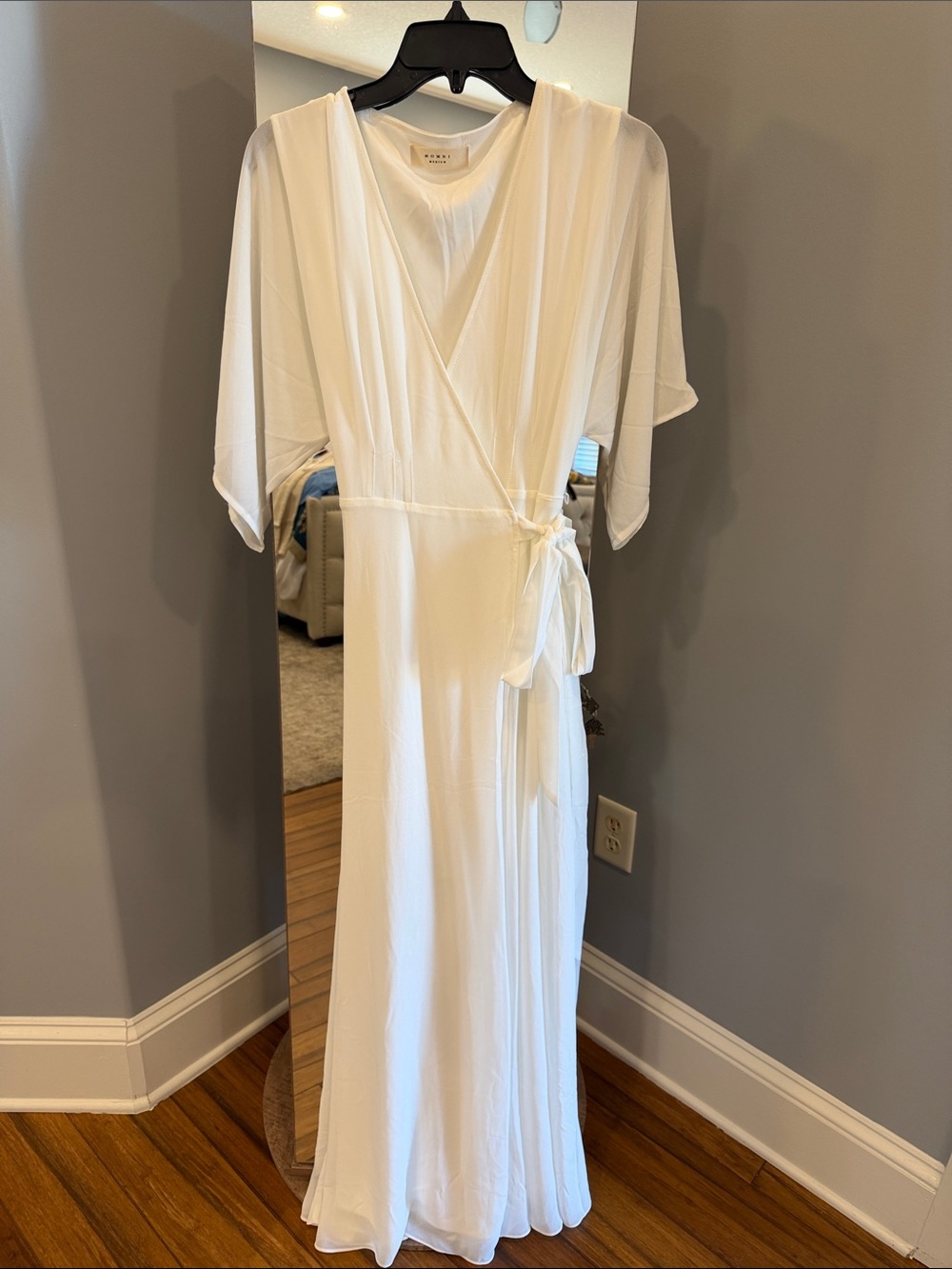 White Wrap Maxi Dress with Kimono Sleeves